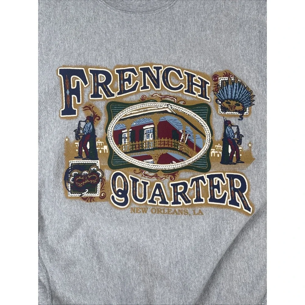 VTG 90s New Orleans French Quarter Jazz Sweatshirt Sz M Crewneck LEE Cross Grain